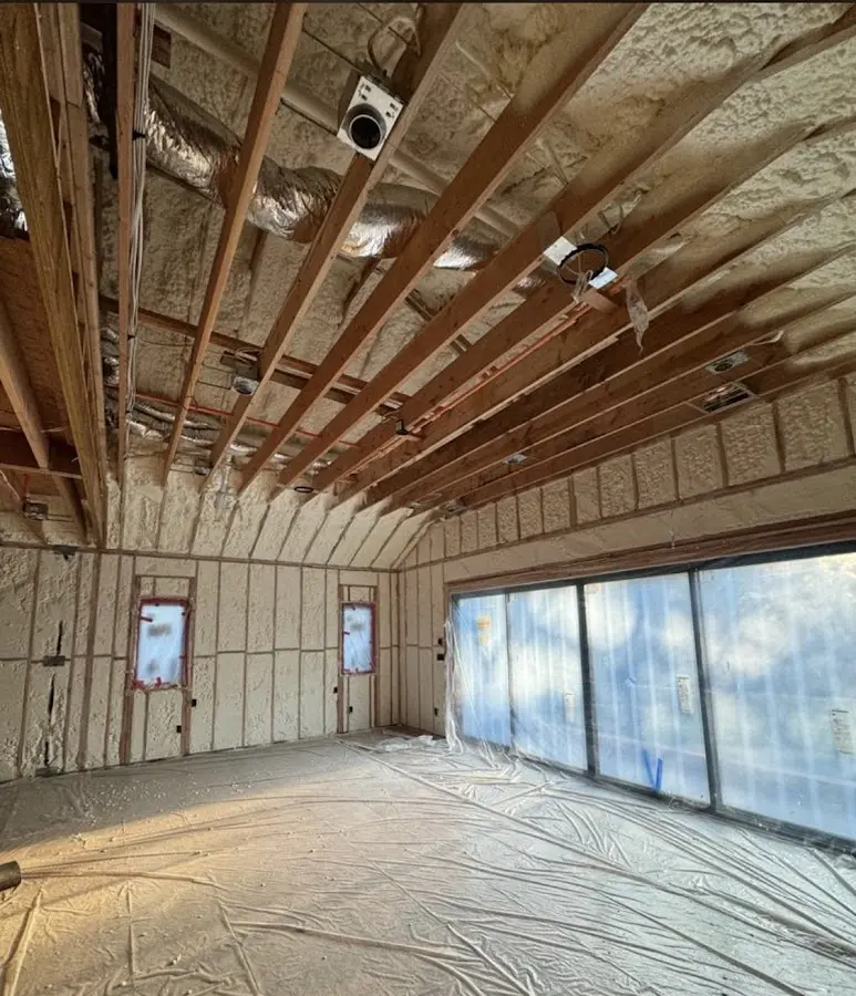 Interior walls and ceiling insulated with spray foam during new construction in Port Hueneme